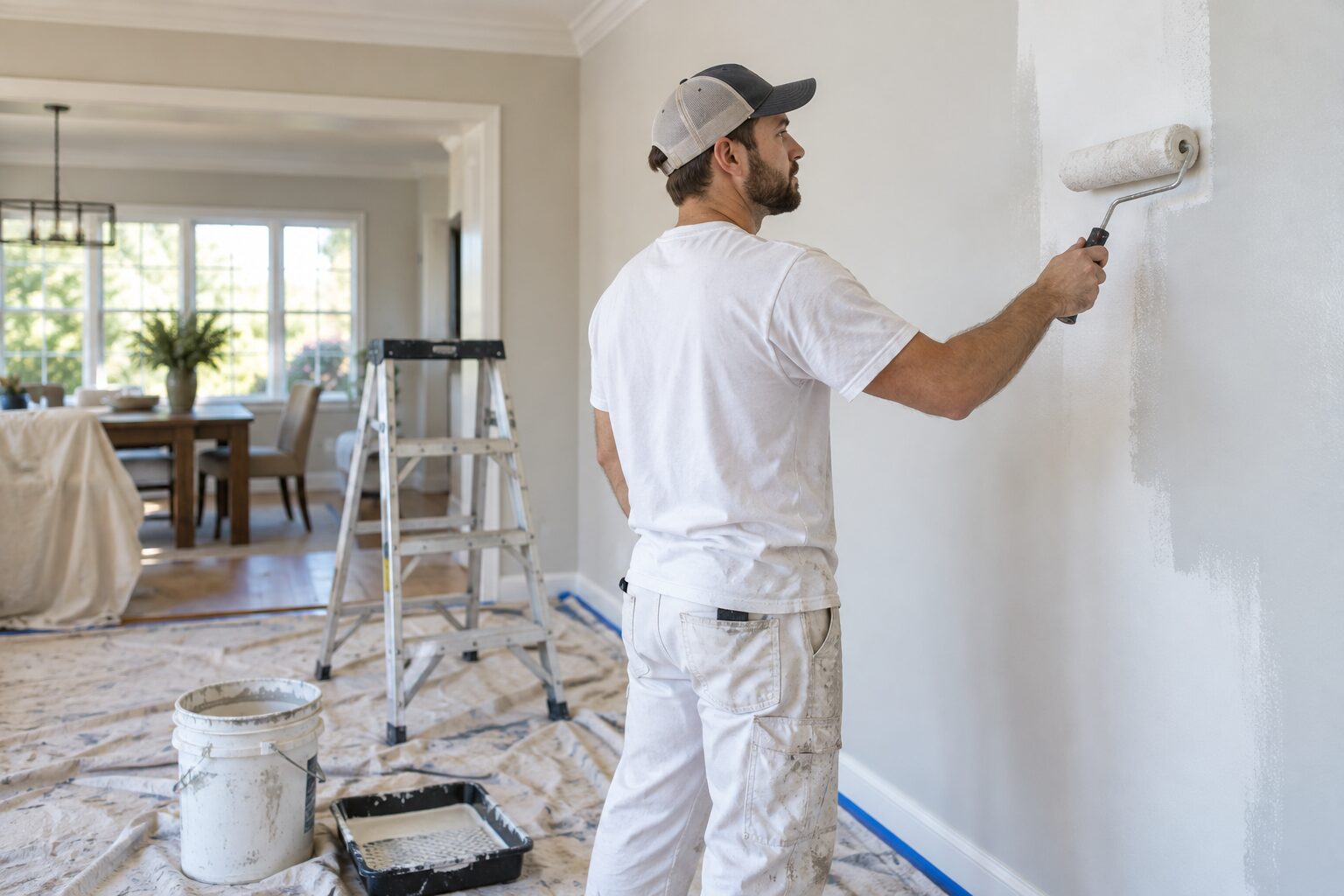 A painting companies professional at work