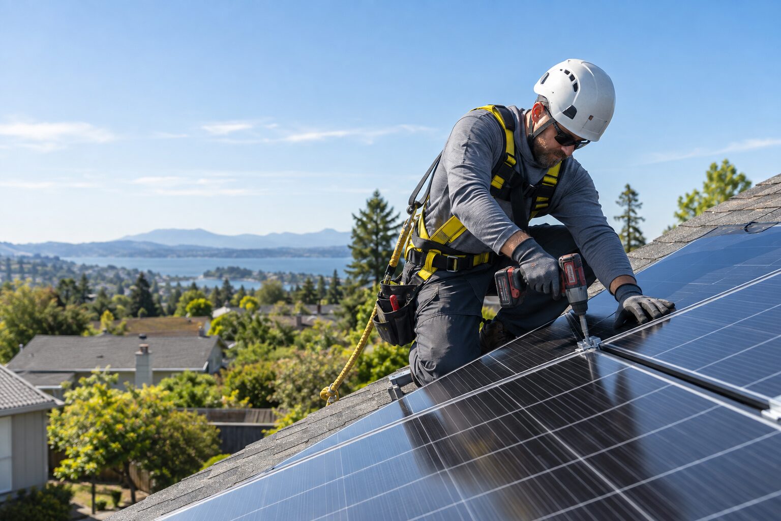 A solar companies professional at work