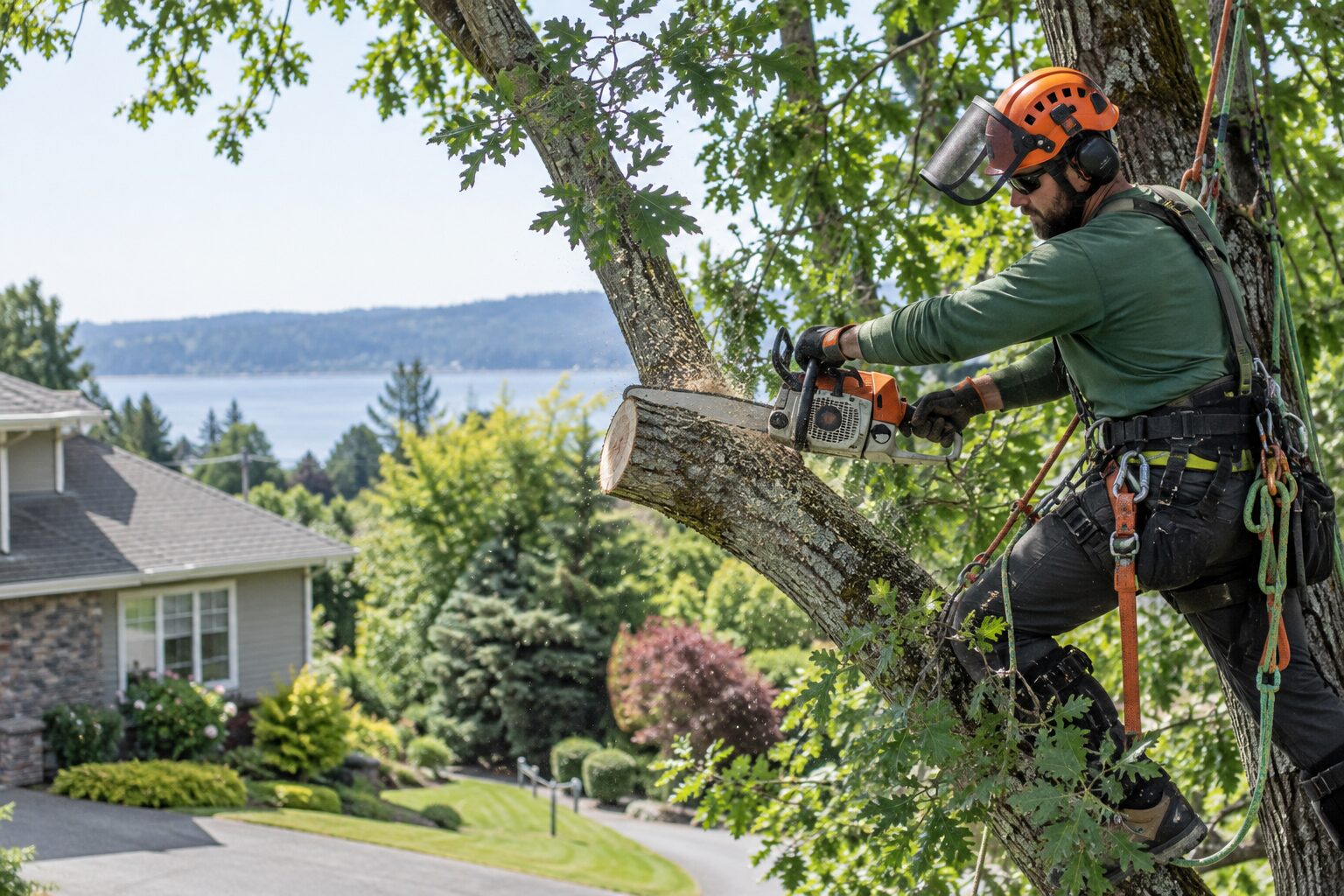 A tree service companies professional at work